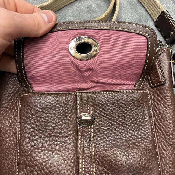 Coach Hamilton Brown Pebbled Leather Swingpack Crossbody Shoulder Bag Handbag - Picture 4 of 15